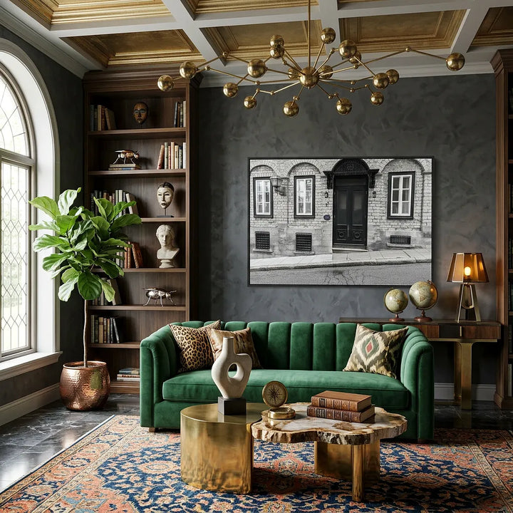 L'architecture charmante du Québec : un paysage urbain intemporel - Options d'encadrement pour reproductions d'art