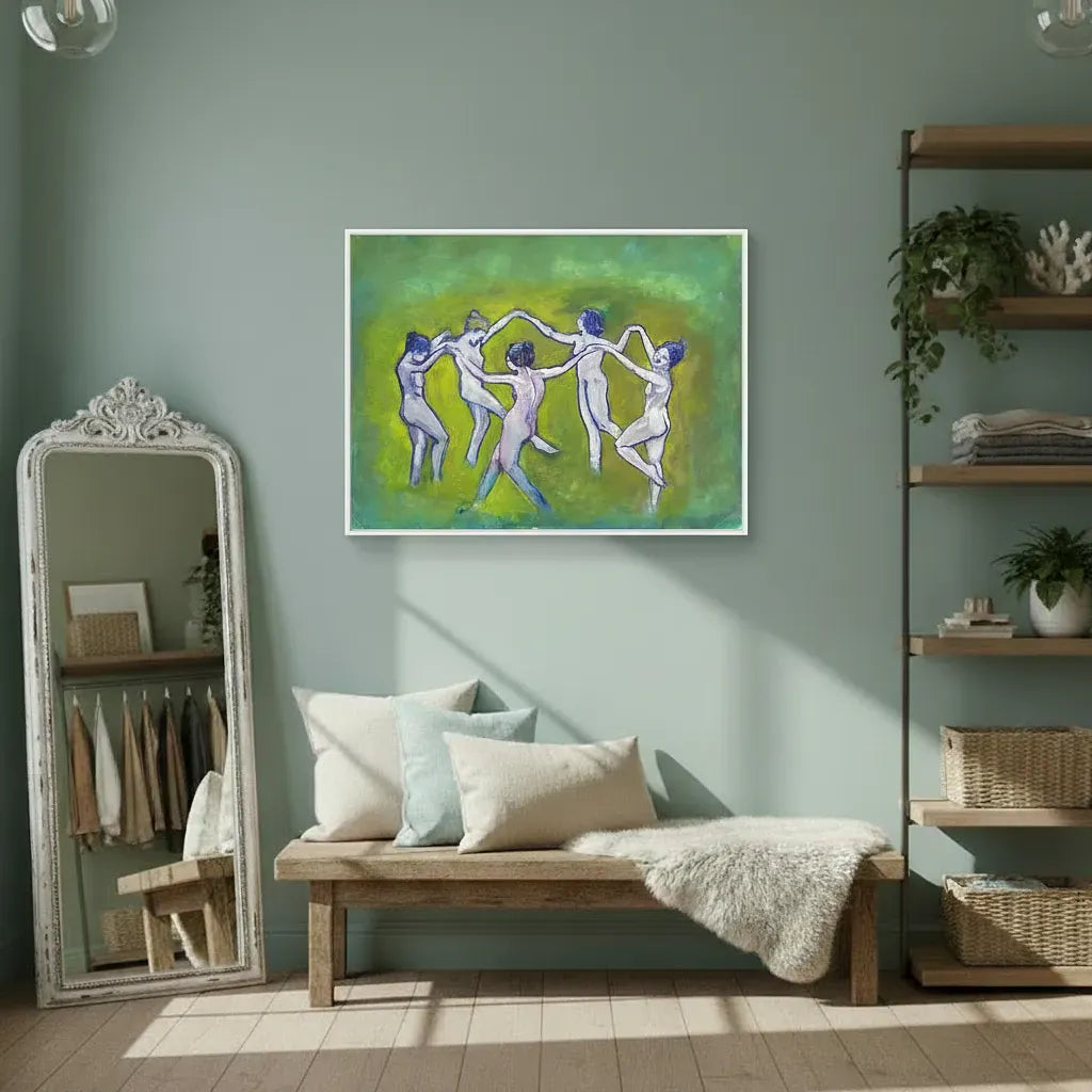 Female Figures Dance Watercolor - Canvas Art Print Framed Options