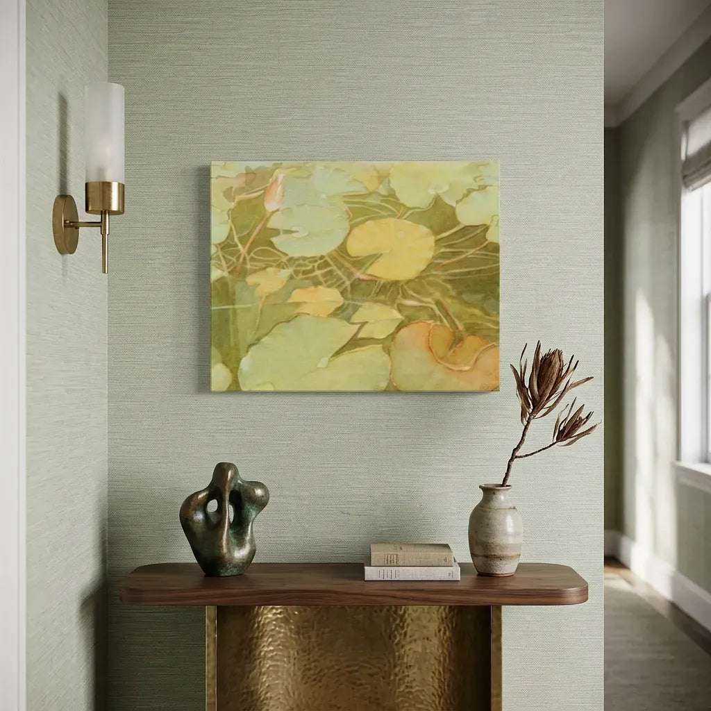 "Intertwined" Organic Nature Lilypad Watercolor Art Print - Canvas