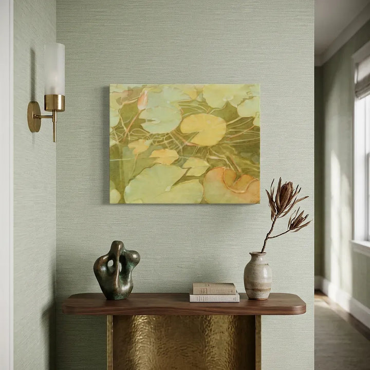 "Intertwined" Organic Nature Lilypad Watercolor Art Print - Canvas