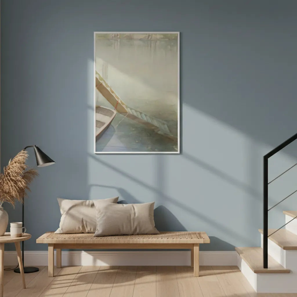 "Fog on the Lake" Peaceful Watercolor - Framed Print Options