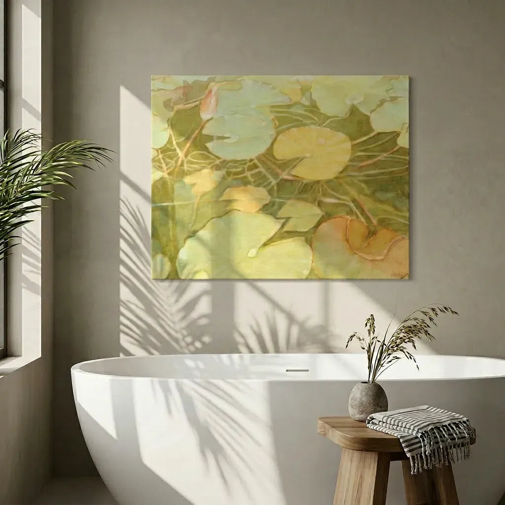 "Intertwined" Organic Nature Lilypad Watercolor Art Print - Canvas