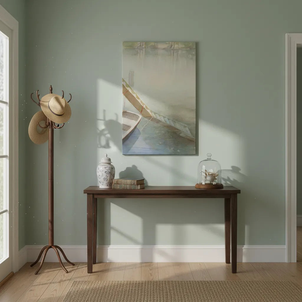 "Fog on the Lake" Peaceful Watercolor by Veronique Semple - Watercolor landscape painting print for home decor