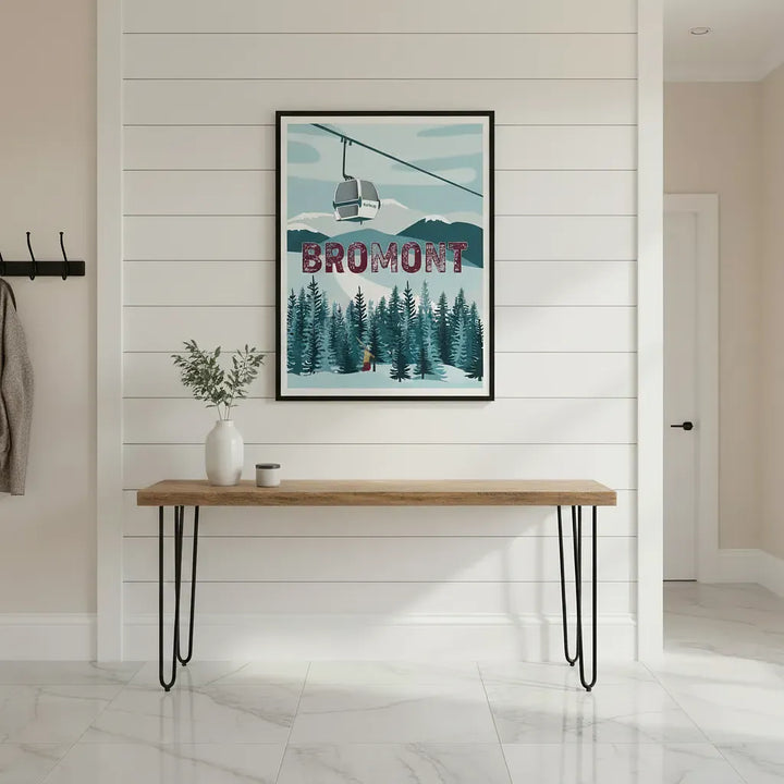 Ski Bromont Winter Adventure Illustrated Poster - Premium Matte Framed