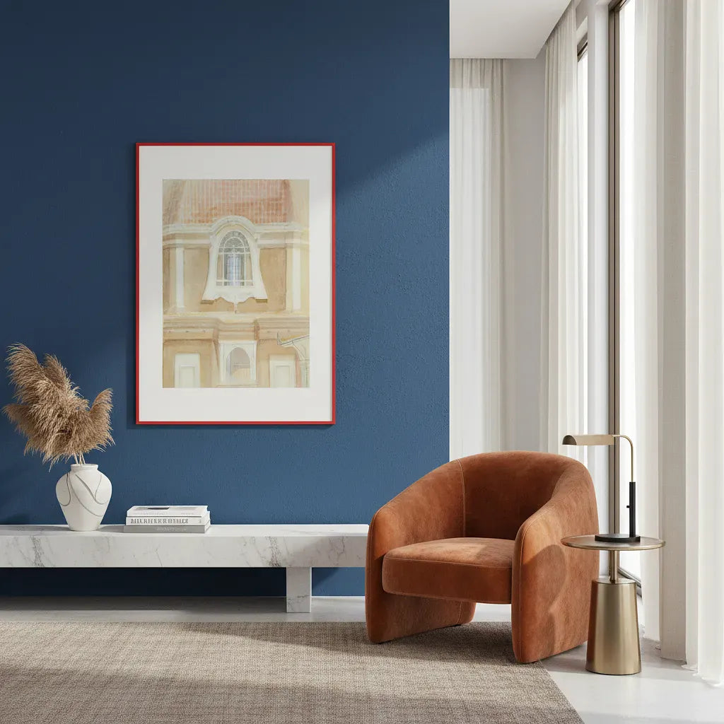 "View of the Medici Chapels No 2" Graceful Historic Watercolor Art Print - Premium Art Print Custom Framed Options