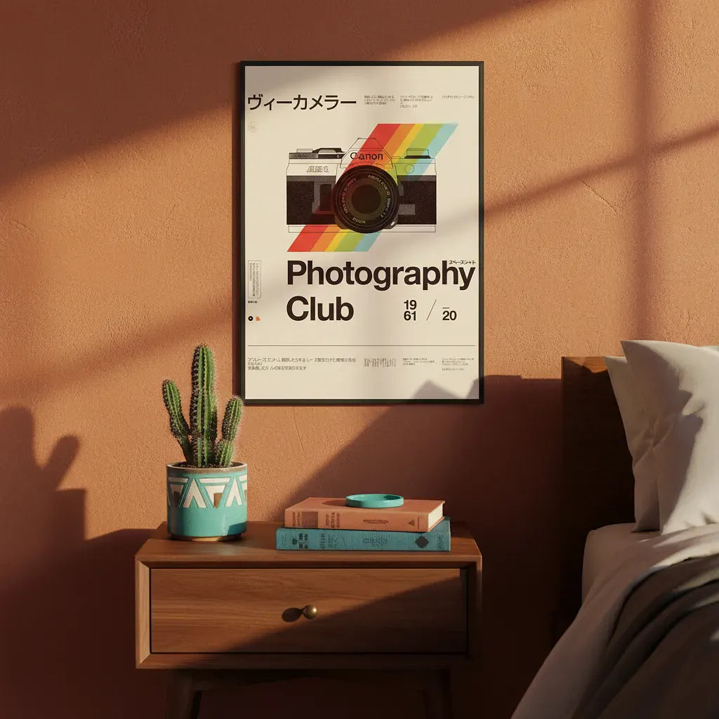 Framed poster of a camera with &