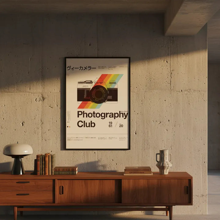 Framed poster of a camera with &
