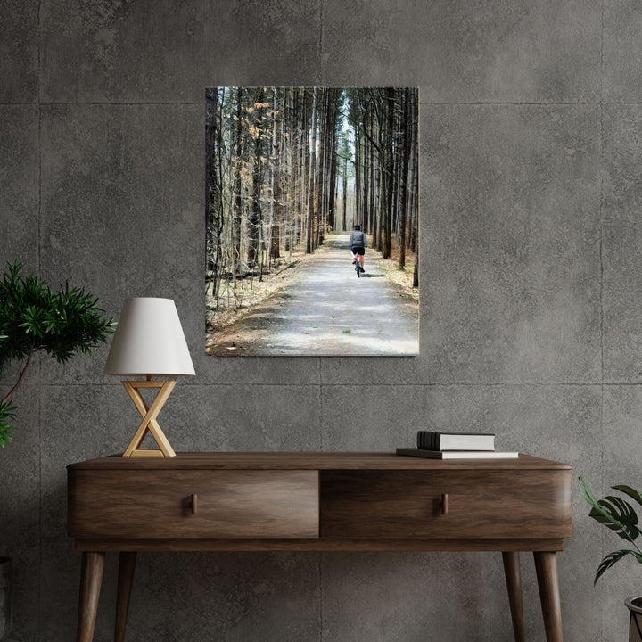 "The Way Ahead" Biking in the Woods - Canvas Art Print