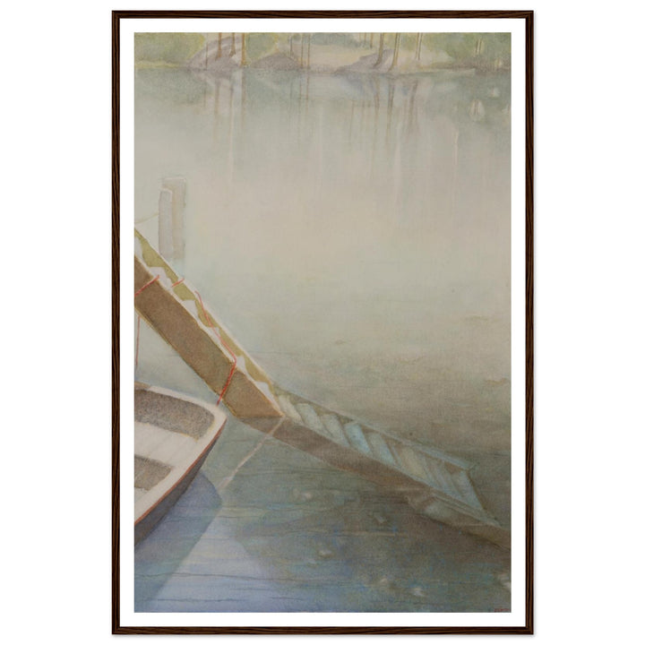 "Fog on the Lake" Peaceful Watercolor Art Print by Veronique Semple - Watercolor landscape painting print for home decor