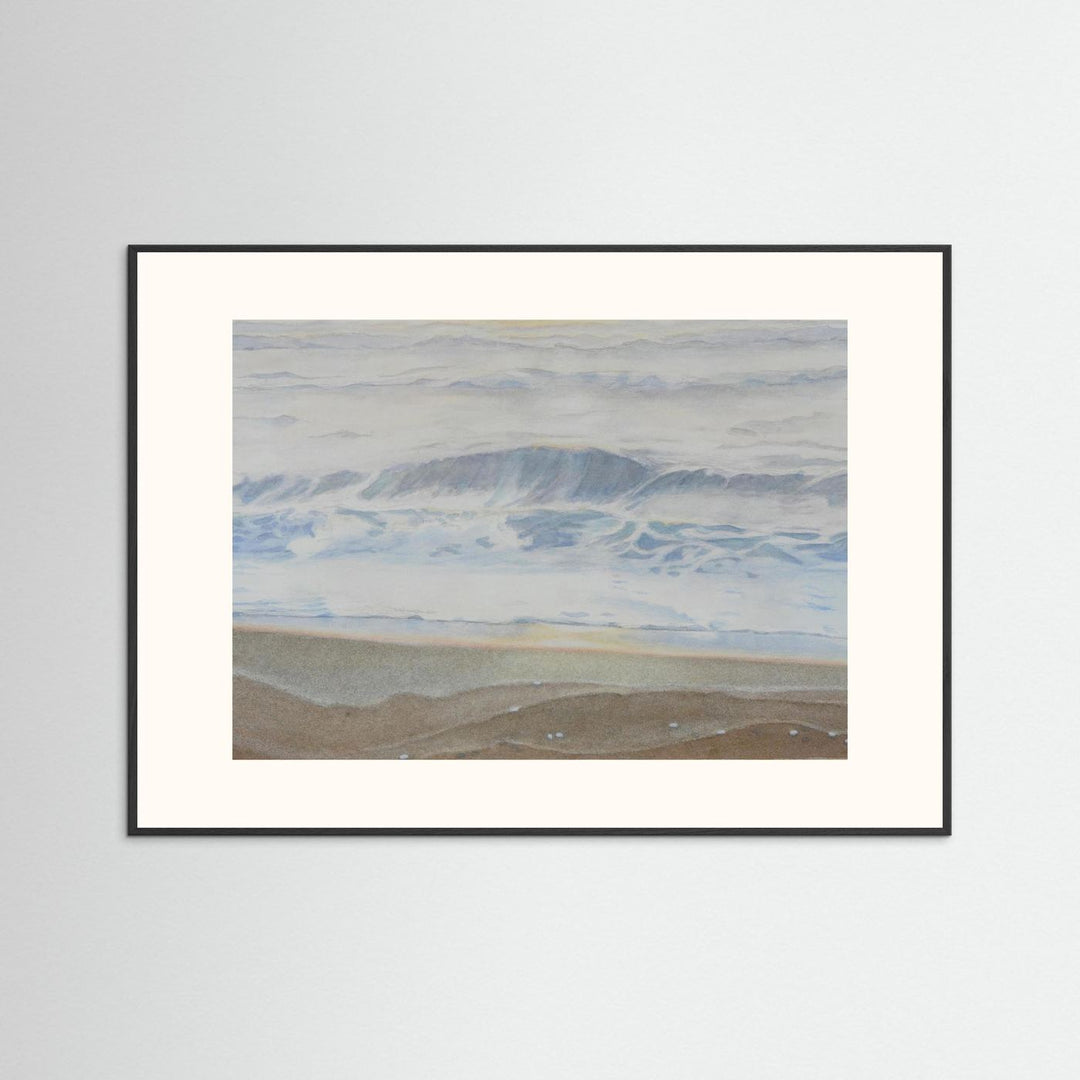 "February" Serene Coastal Watercolor Art Print -  Custom Framed Options