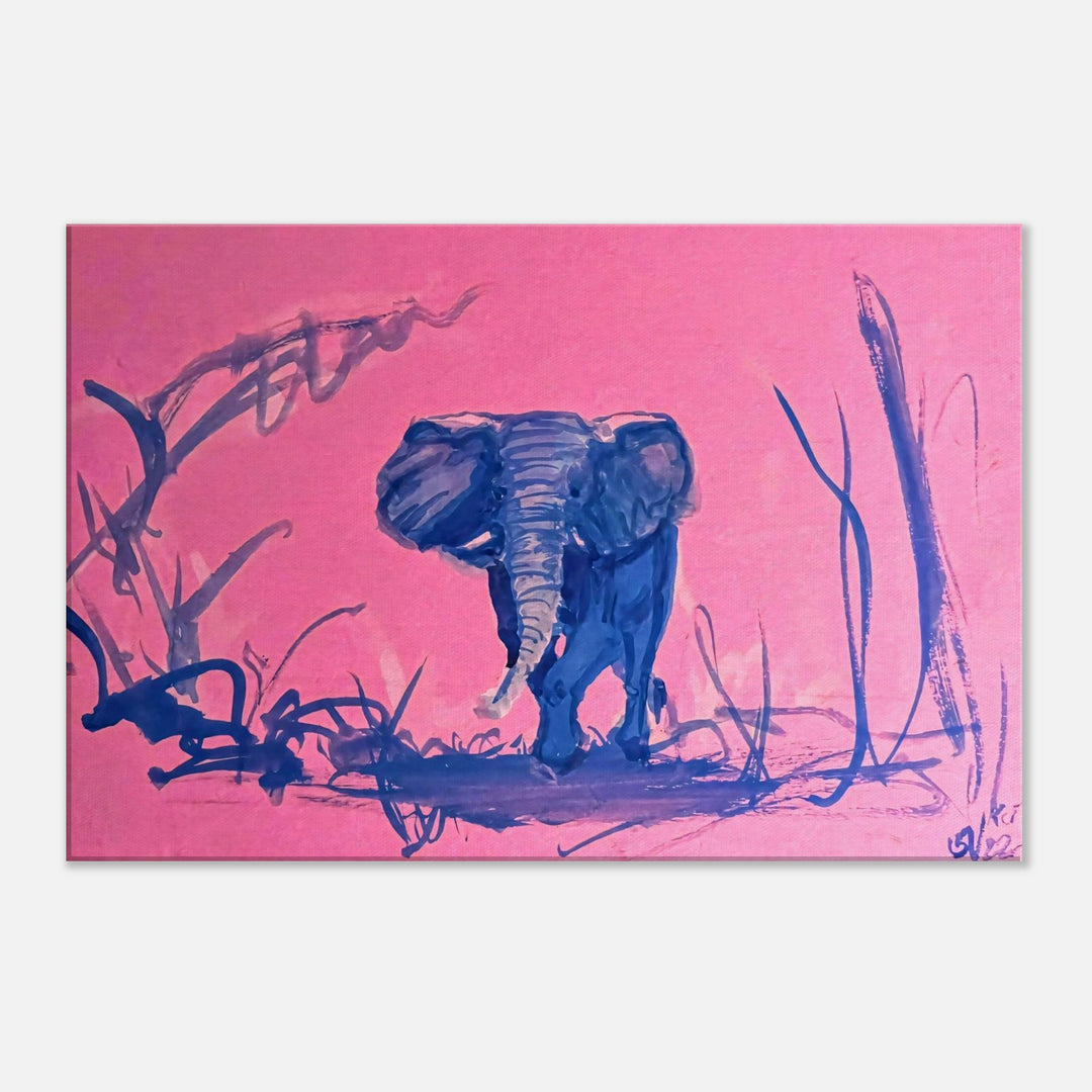 Whimsical Pink Elephant Playful Watercolor Art Print by Andrew Semple - Watercolor pop art print for home decor