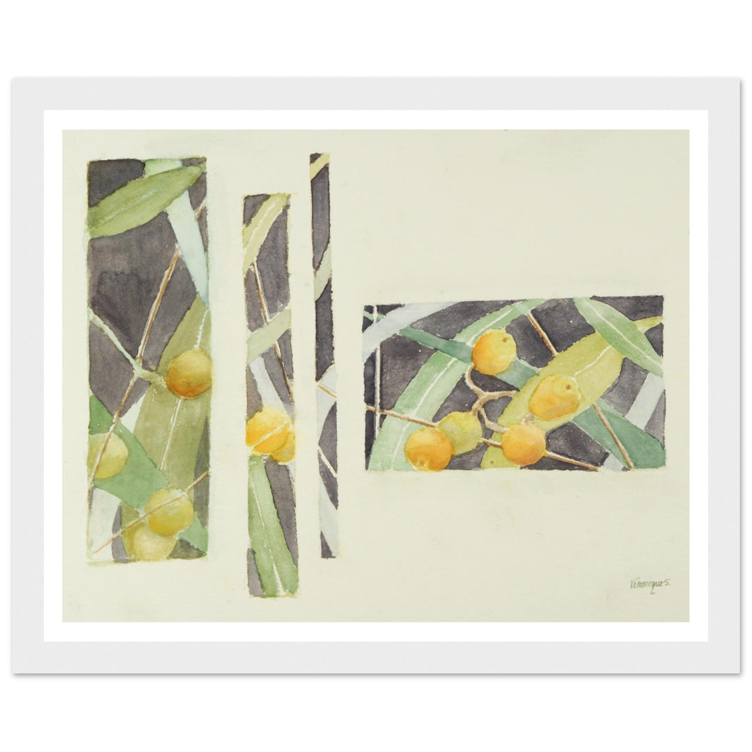 Radiant Harmony in Watercolor: Nature's Abstract Composition by Veronique Semple - Watercolor wall art print