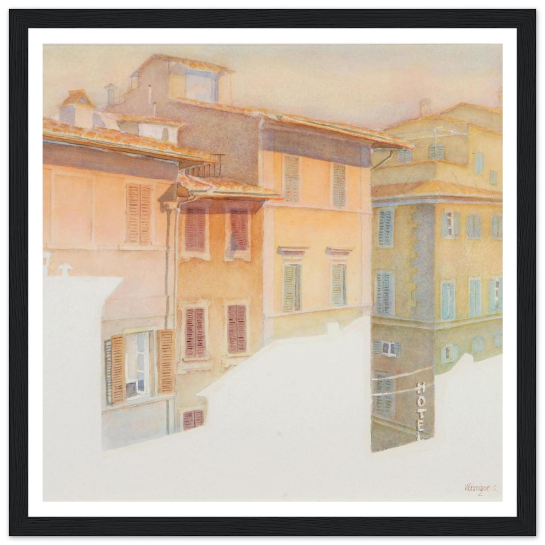 Morning Light in Florence Charming European Sunrise Watercolor Art Print by Veronique Semple - Watercolor wall art print