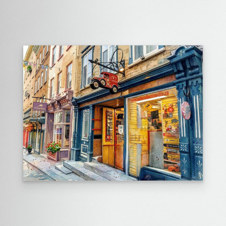 Colorful Street Vistas of Old Quebec - Canvas Art Print Framed Options