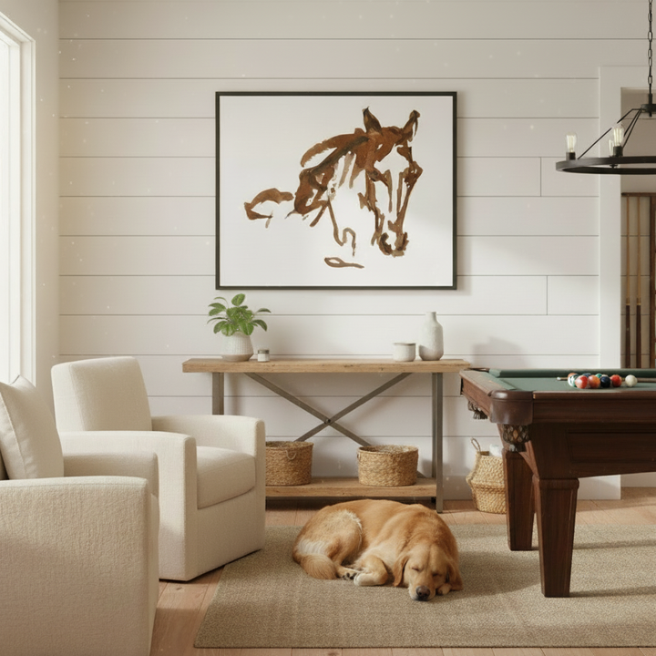 Expressive Horse Abstract Watercolor Art - Premium Matte Metal Framed Print