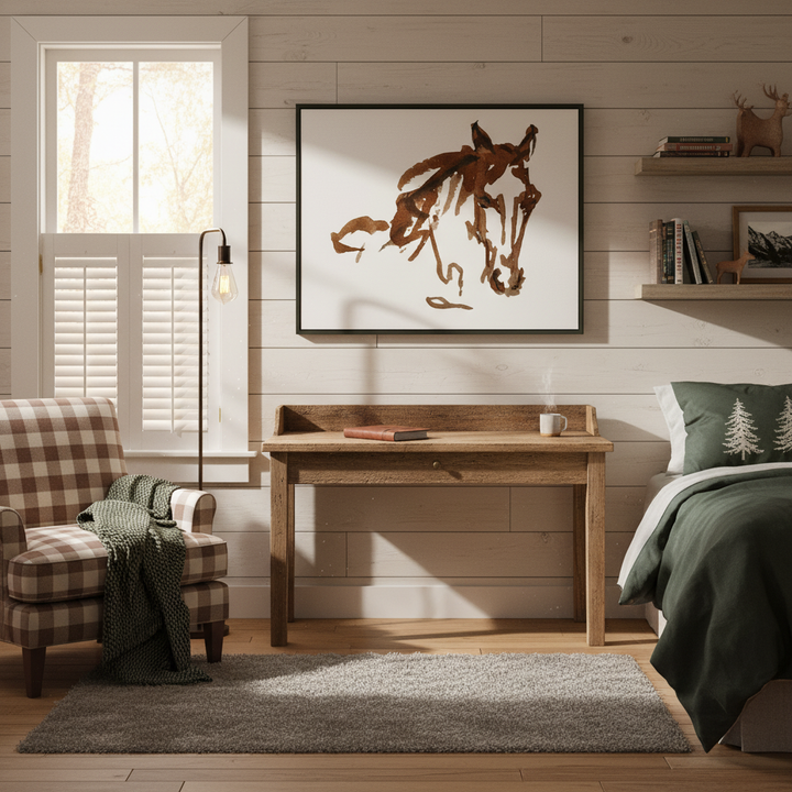 Expressive Horse Abstract Watercolor Art - Premium Matte Metal Framed Print