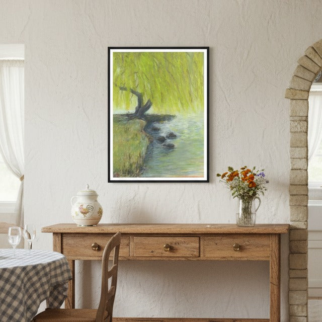 Willow Impressions Watercolor Landscape Art Print - Premium Matte Wooden Framed