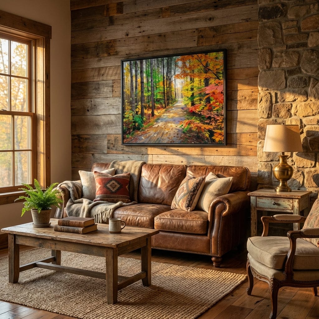 "Colors of Bromont" Tranquil Pathway Through Fall Foliage - Canvas Art Print Framed Options