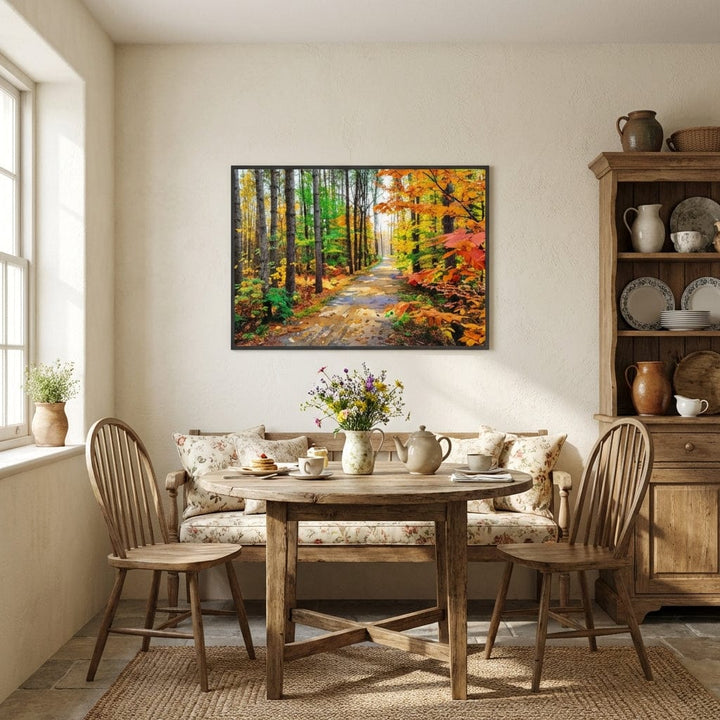 "Colors of Bromont" Tranquil Pathway Through Fall Foliage - Art Print Framed Options