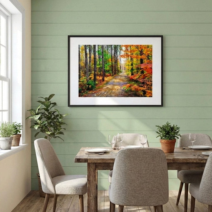 "Colors of Bromont" Tranquil Pathway Through Fall Foliage - Art Print Framed Options