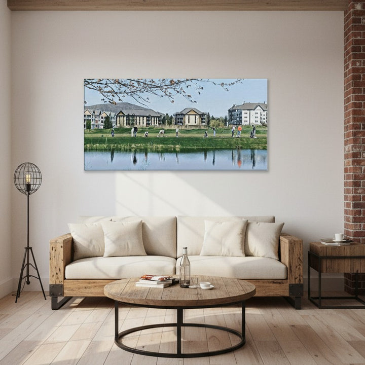 Reflections on a Tranquil Golf Driving Range - Wrapped Canvas Print