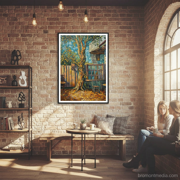 Whispers of Autumn Trees in Nature's Embrace - Premium Matte Wooden Framed Art Print