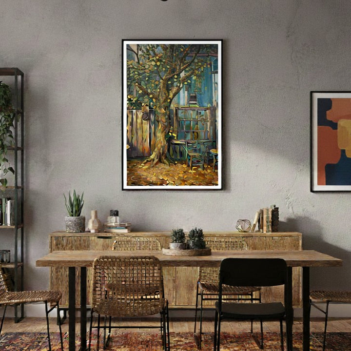 Whispers of Autumn Trees in Nature's Embrace - Premium Matte Wooden Framed Art Print