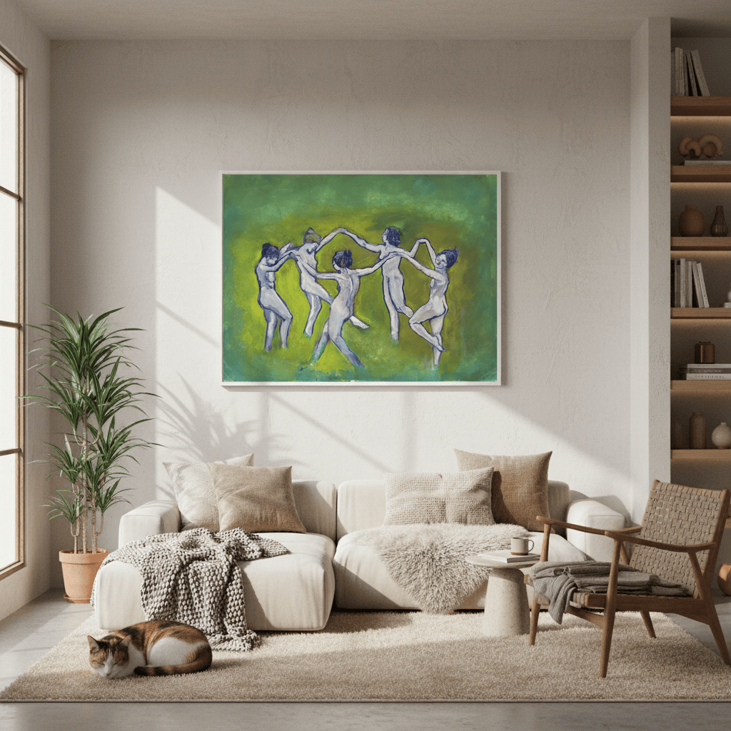 Female Figures Dance Watercolor - Canvas Art Print Framed Options