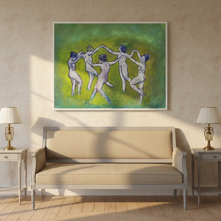 Female Figures Dance Watercolor - Canvas Art Print Framed Options