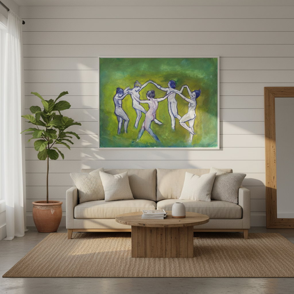 Female Figures Dance Watercolor - Canvas Art Print Framed Options