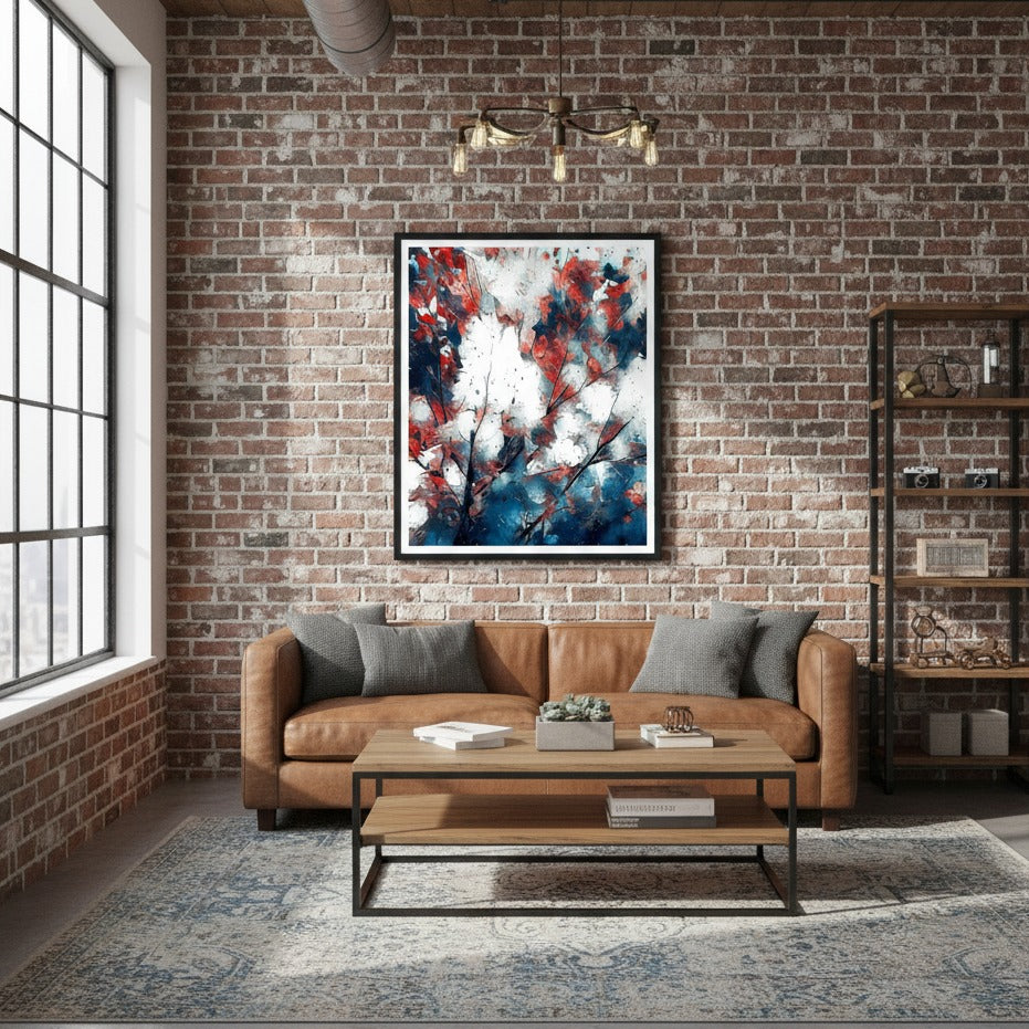 Impressions Nature « Feeling Red, White &amp; Blue » - Impression d'art encadrée mate de qualité supérieure