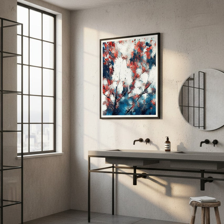 Impressions Nature « Feeling Red, White &amp; Blue » - Impression d'art encadrée mate de qualité supérieure