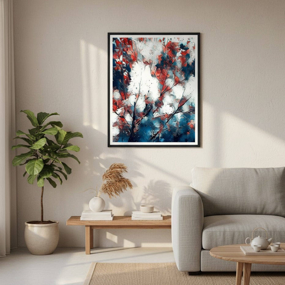 Impressions Nature « Feeling Red, White &amp; Blue » - Impression d'art encadrée mate de qualité supérieure