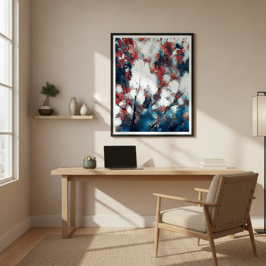 Impressions Nature « Feeling Red, White &amp; Blue » - Impression d'art encadrée mate de qualité supérieure