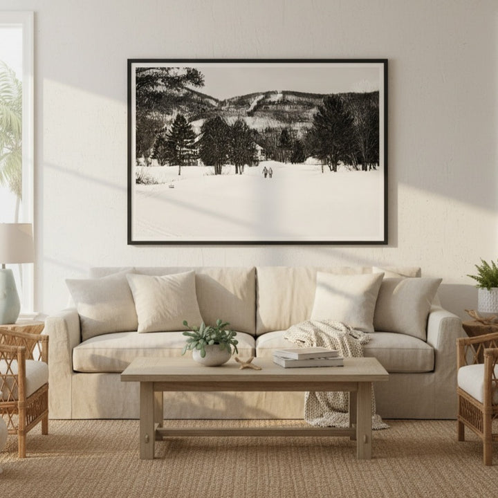 Promenade hivernale au Golf du Vieux Village - Impression d'art encadrée mate de qualité supérieure