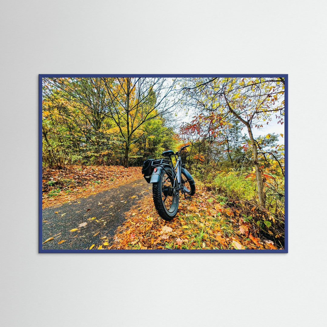 Fat Bike on Fall Path - Art Print Framed Options