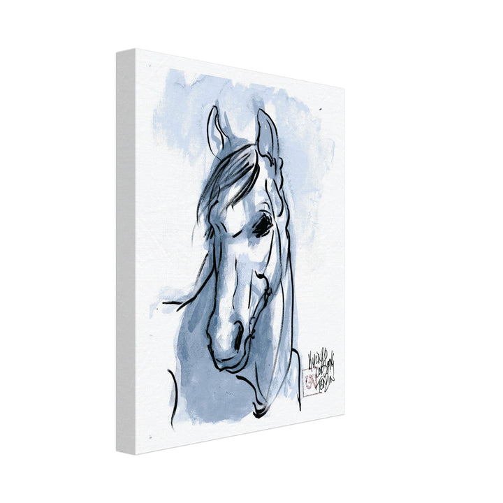 "Spirit of the Wild" Tranquil Blue Horse Watercolor Art Print by Andrew Semple - Watercolor wall art print