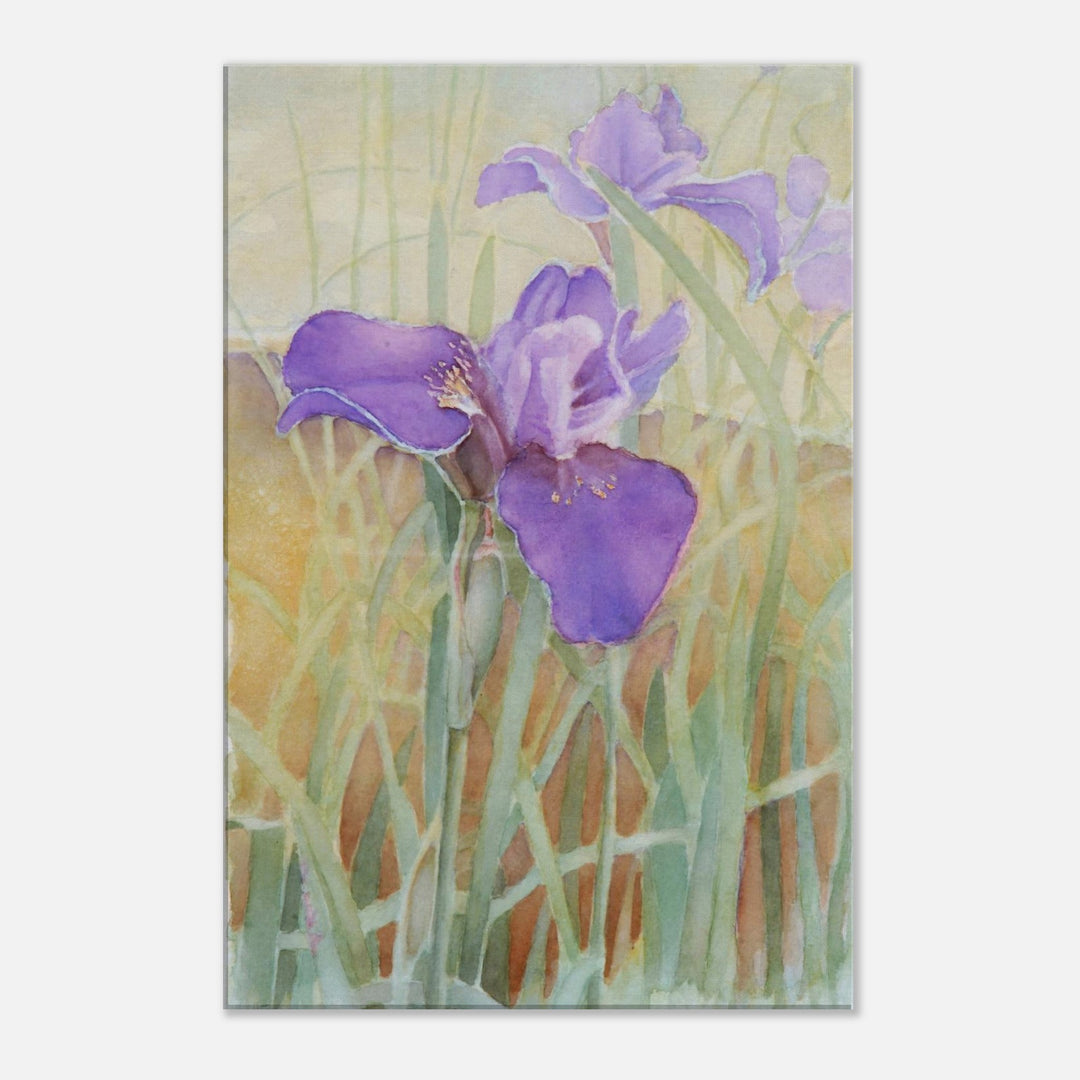 Vibrant Purple Irises Watercolor Wall Art for Home Decor by Veronique Semple - Watercolor botanical print for home decor