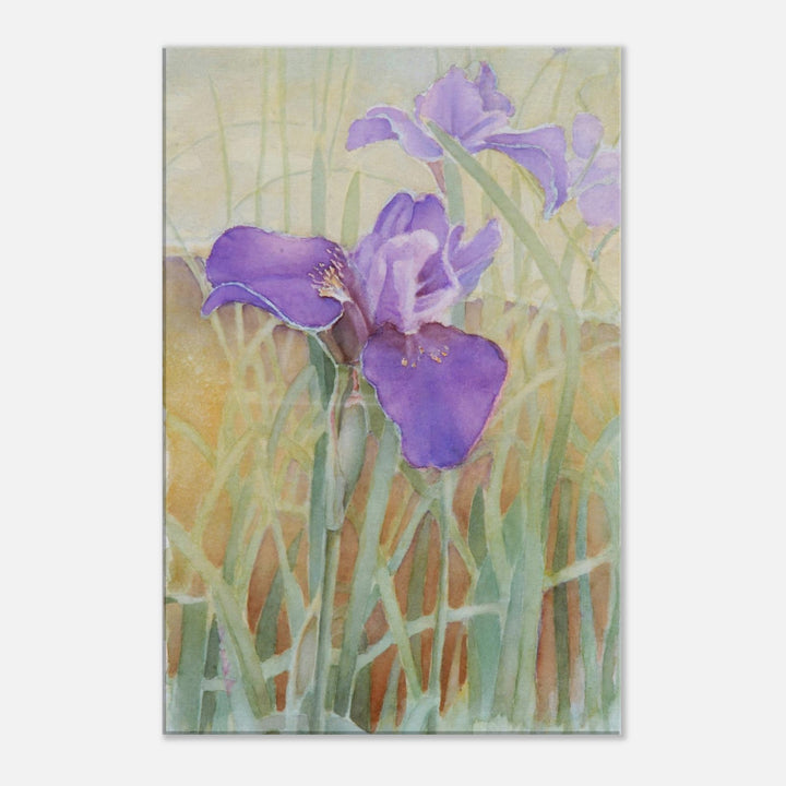 Vibrant Purple Irises Watercolor Wall Art for Home Decor by Veronique Semple - Watercolor botanical print for home decor