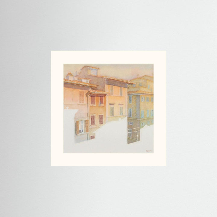 "Morning Light in Florence" Charming European Sunrise Watercolor - Art Print Custom Framed Option