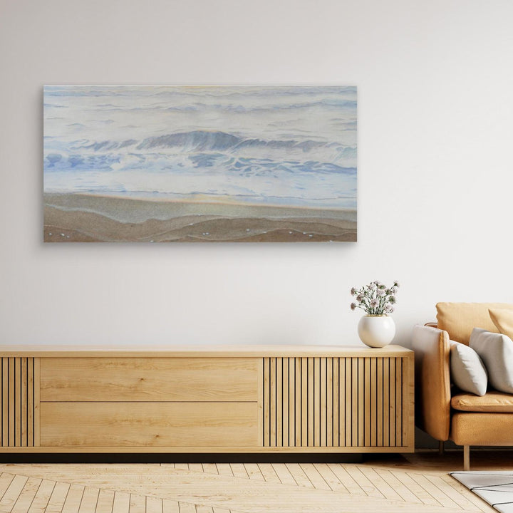 "February" Serene Coastal Watercolor Art Print - Large Format Canvas Framed Options