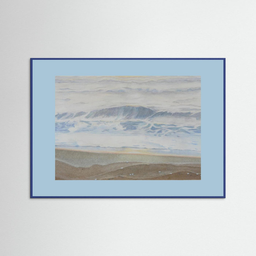 "February" Serene Coastal Watercolor Art Print -  Custom Framed Options