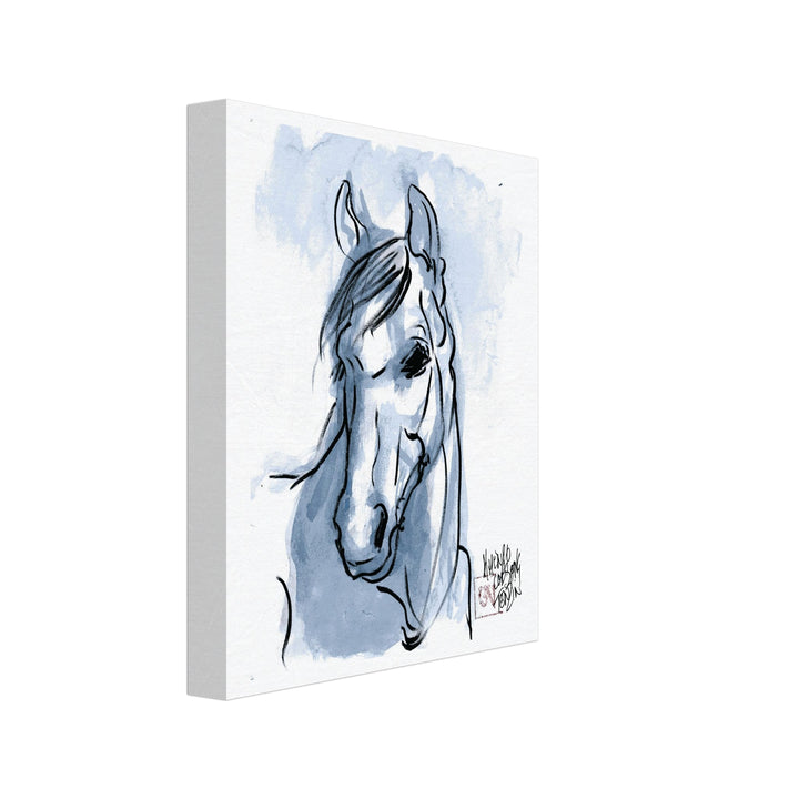 "Spirit of the Wild" Tranquil Blue Horse Watercolor Art Print by Andrew Semple - Watercolor wall art print