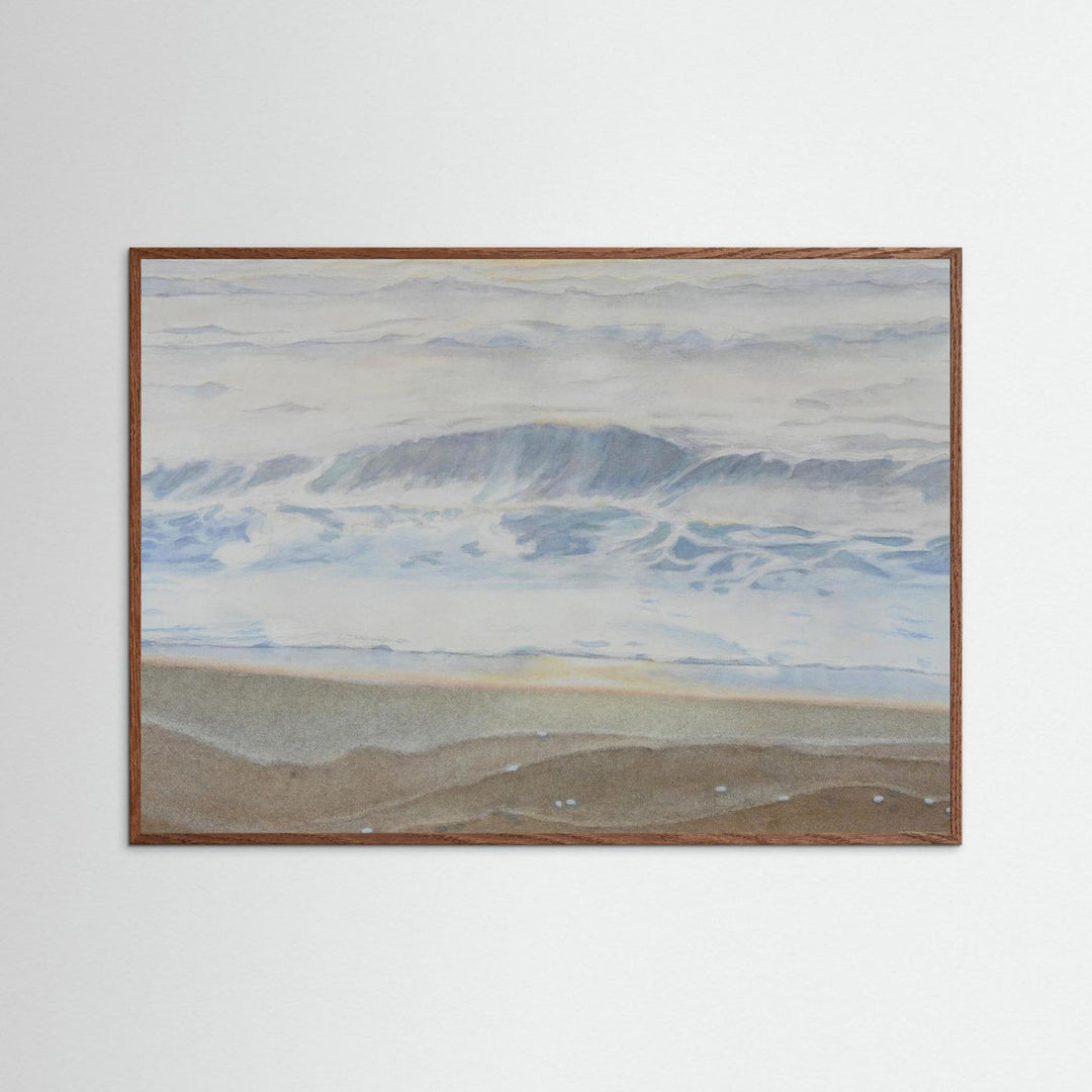 "February" Serene Coastal Watercolor Art Print -  Custom Framed Options