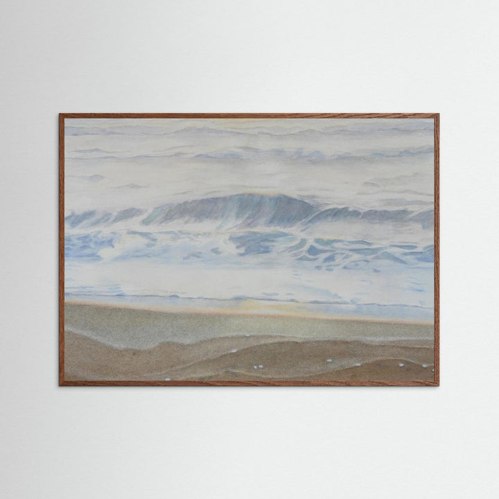 "February" Serene Coastal Watercolor Art Print -  Custom Framed Options