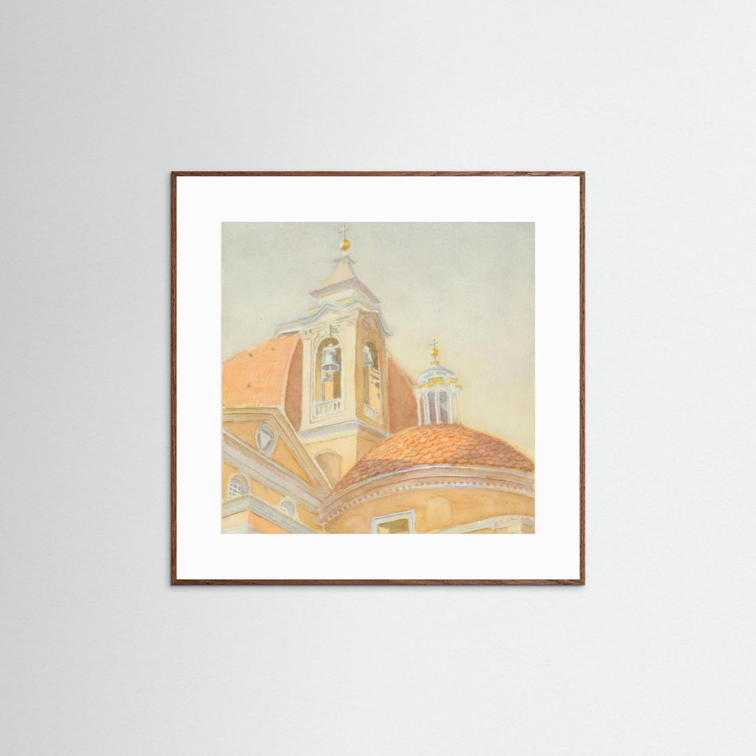 "Bell Tower of San Lorenzo" Majestic Tuscan Watercolor - Art Print Custom Framed Options