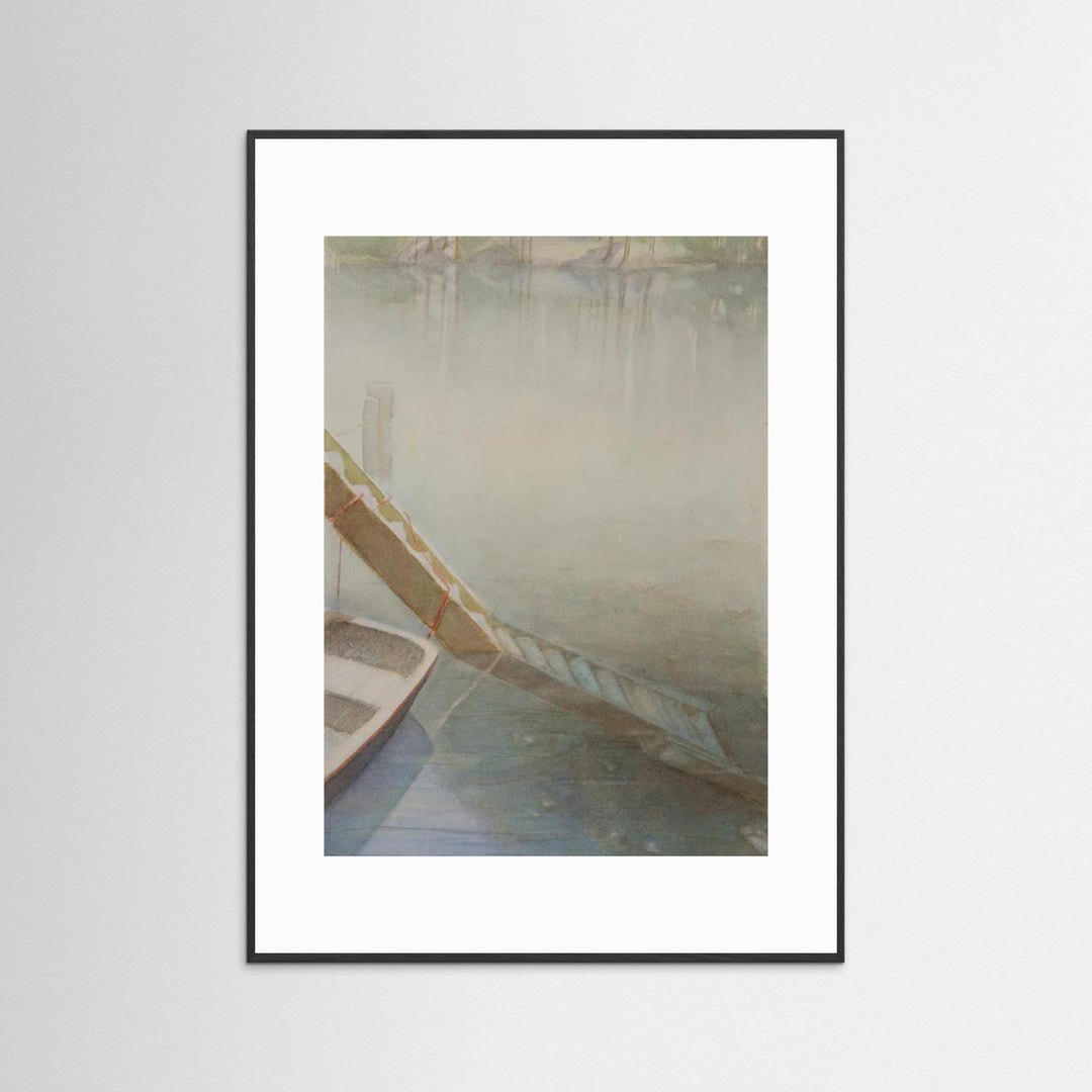 "Fog on the Lake" Peaceful Watercolor - Framed Options