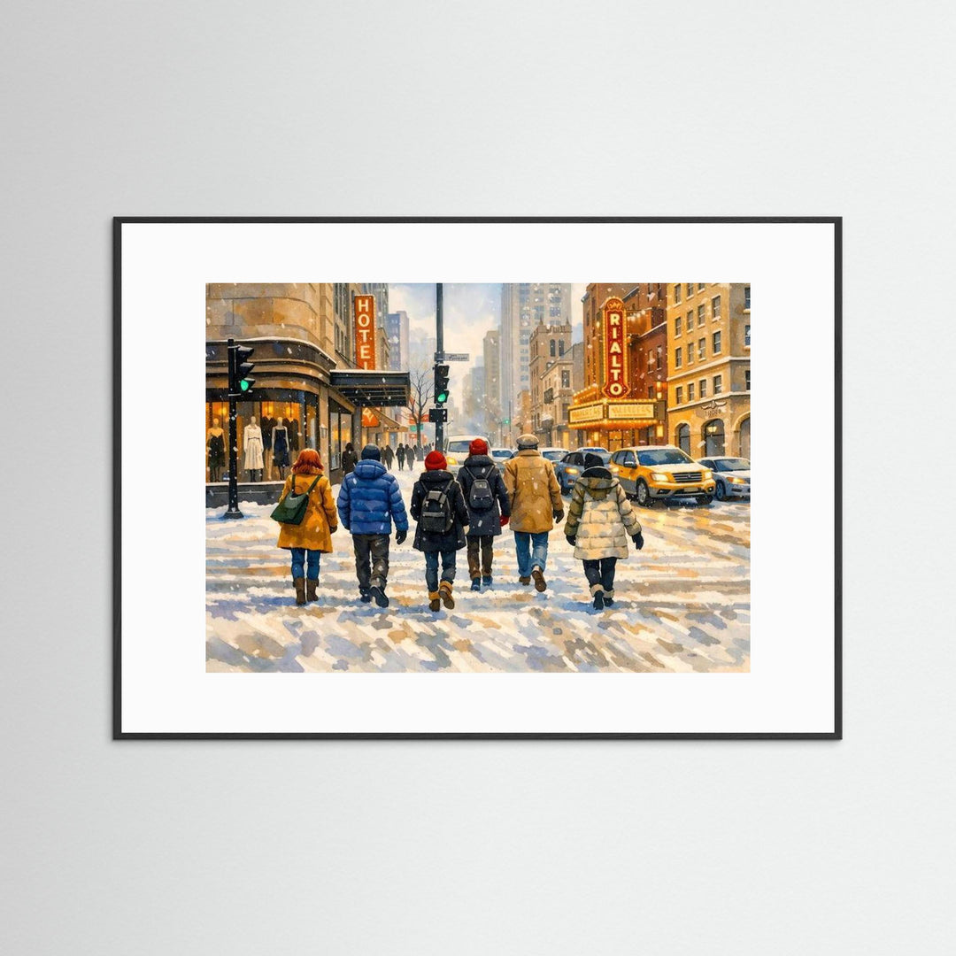 "Golden Age" Broadway-inspired winter street scene