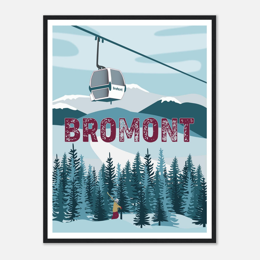 Ski Bromont Winter Adventure Illustrated Poster by Nancy Beliveau - Digital Art illustration print for home decor
