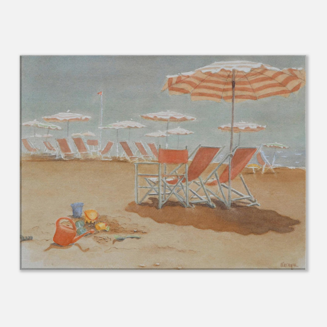 Sunlit Serenity: A Beach Retreat in Watercolor by Veronique Semple - Watercolor impressionism print for home decor